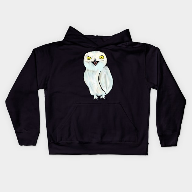 Happy Snowy Owl Kids Hoodie by Sparkleweather